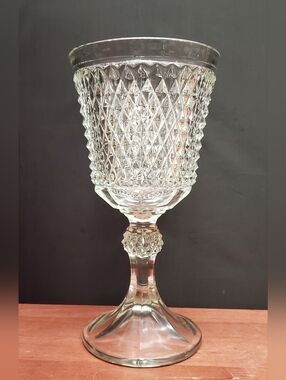Vintage Diamond Cut Indiana Glass 11" Compote or Vase